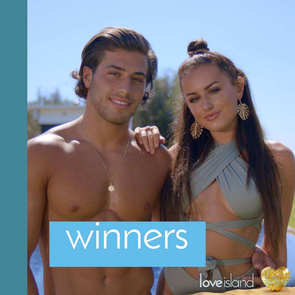 Close up picture of the love island winners