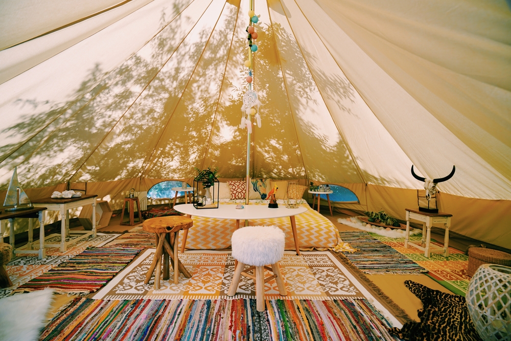 Glamping tent for a summer hen party
